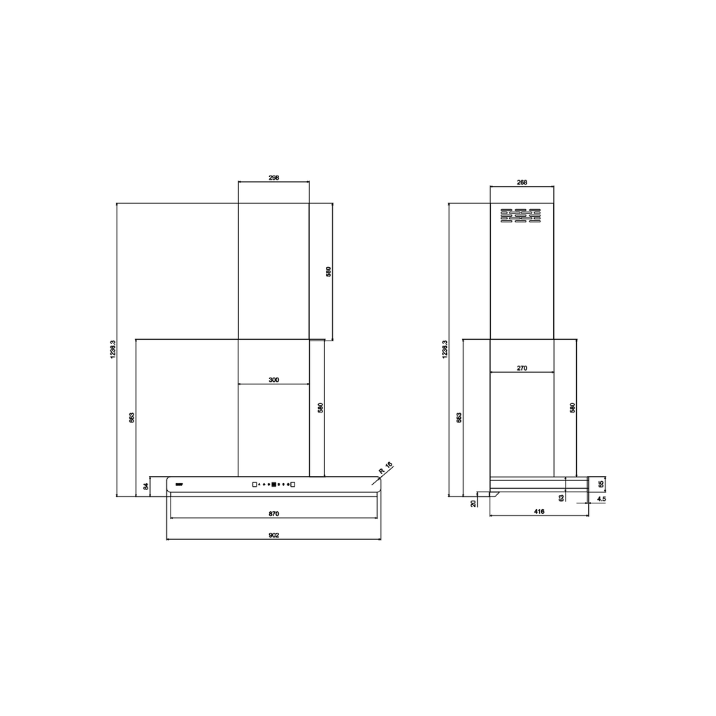 Bactoclean Aero X 90 DC – Wall Mounted Kitchen Chimney